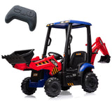 Garvee Tracteur Électrique pour Enfant 4-en-1 12 V avec Pelle, Fonction Excavatrice, Véhicule de Chantier pour Jeux en Plein Air, Rouge - Rouge