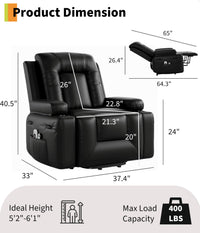 Fauteuil releveur électrique Garvee avec fonction chauffante et massante, revêtement en similicuir, pour seniors, salon, 98 x 95 x 103 cm, noir