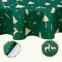 Nappe de Noël ronde Garvee 152 cm verte, imperméable et lavable, en polyester, idéale pour les fêtes, la cuisine et la salle à manger.