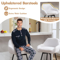 Tabourets de bar pivotants modernes Garvee, lot de 2, revêtement en tissu sherpa et pieds en métal, 66 cm (26 pouces), noirs