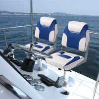 Garvee lot de 2 sièges de bateau pliants à dossier bas, rembourrage épais, PVC résistant aux intempéries, charnières aluminium, noirs
