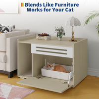 Bac à litière Garvee Hideaway avec ventilation, porte à charnières, en bois, idéal pour le salon et la chambre, design moderne, contrôle des odeurs, nettoyage facile