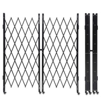Portail de sécurité pliant à ciseaux Garvee en acier avec verrouillage à roulettes à 360° - Flexible et robuste - Pour usage domestique et industriel - Taille standard - Noir