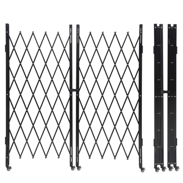 Portail de sécurité pliant à ciseaux Garvee en acier avec verrouillage à roulettes à 360° - Flexible et robuste - Pour usage domestique et industriel - Taille standard - Noir