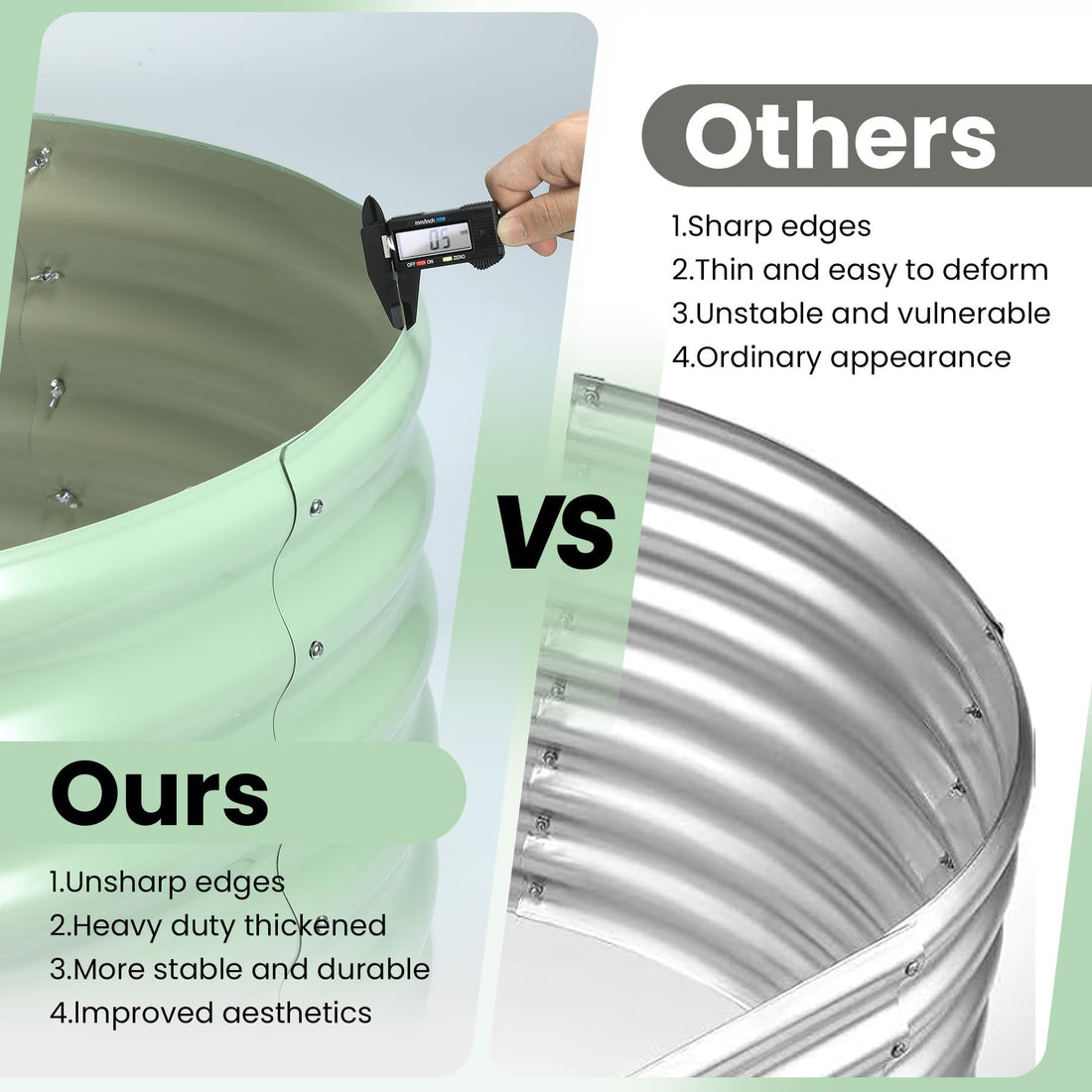 Garvee Jardinière surélevée, en métal ovale, avec revêtement aluminium-magnésium-zinc, pour le jardin, robuste, tous temps, durable, design moderne
