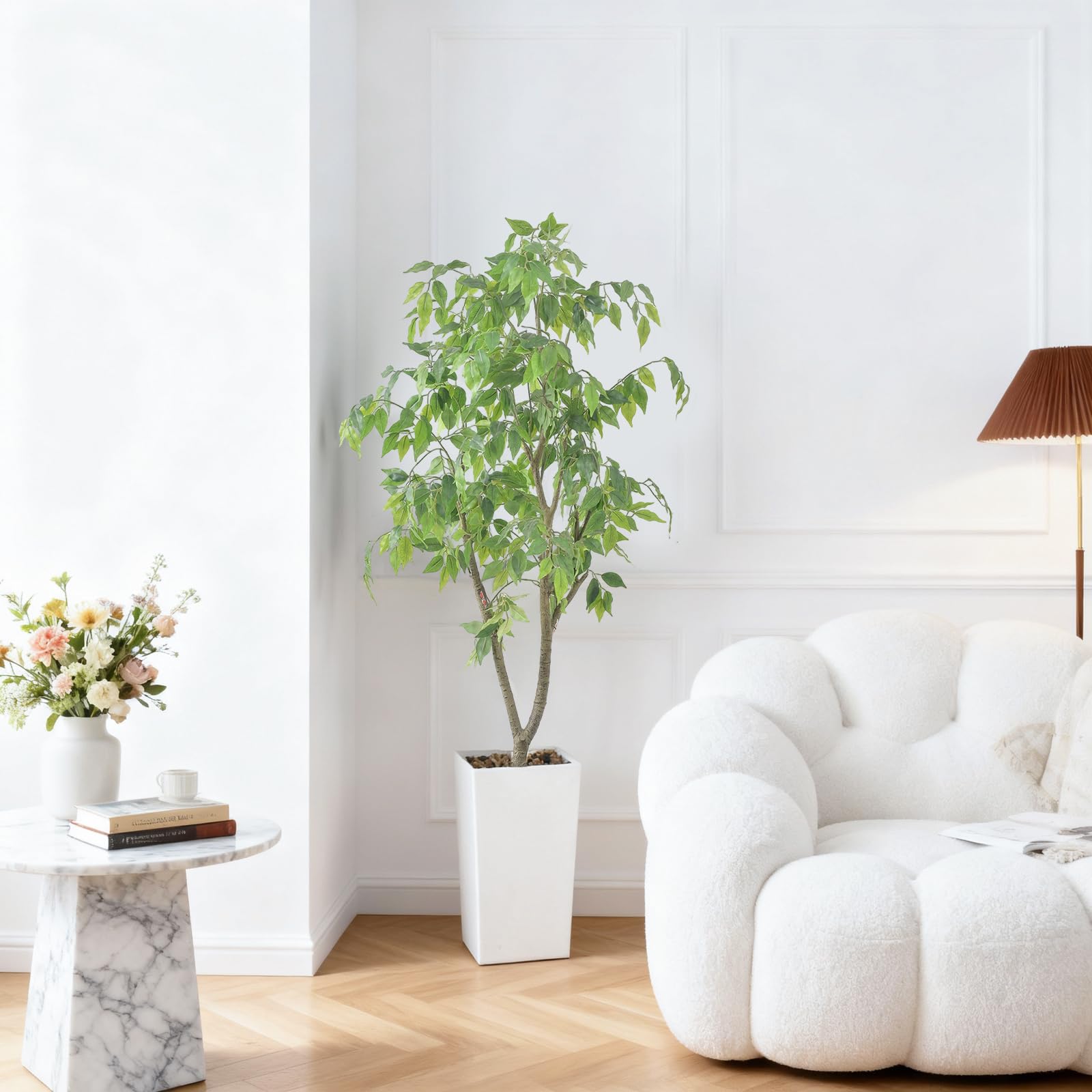 Arbre artificiel d'intérieur Garvee de 1,5 m, facile à nettoyer, durable, design réaliste, décoration polyvalente, vert