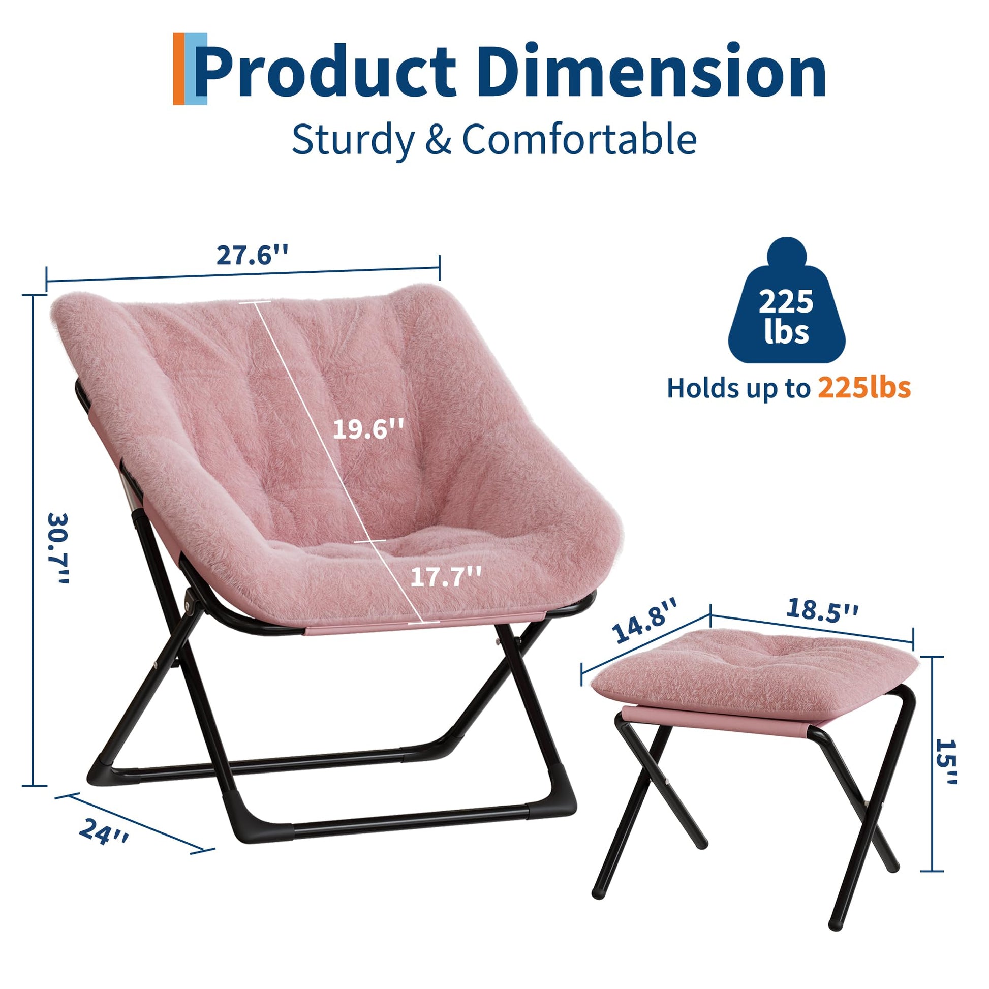 Fauteuil lounge Garvee Comfy Chair XL, en fausse fourrure, pliable, avec structure en métal et base antidérapante, idéal pour le salon et la chambre, gris.