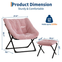 Fauteuil lounge Garvee Comfy Chair XL, en fausse fourrure, pliable, avec structure en métal et base antidérapante, idéal pour le salon et la chambre, gris.