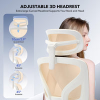 Chaise de bureau ergonomique Garvee en maille avec soutien lombaire réglable, accoudoirs 3D, structure en métal, dossier haut, pivotante, pour bureau et télétravail, noire