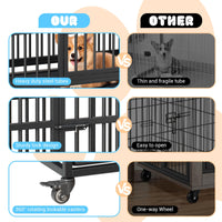 Cage de transport robuste Garvee pour chien, 94 cm (37 pouces), avec double porte, roulettes pivotantes à 360°, en métal, pliable, pour chiens de petite et grande taille, usage intérieur.