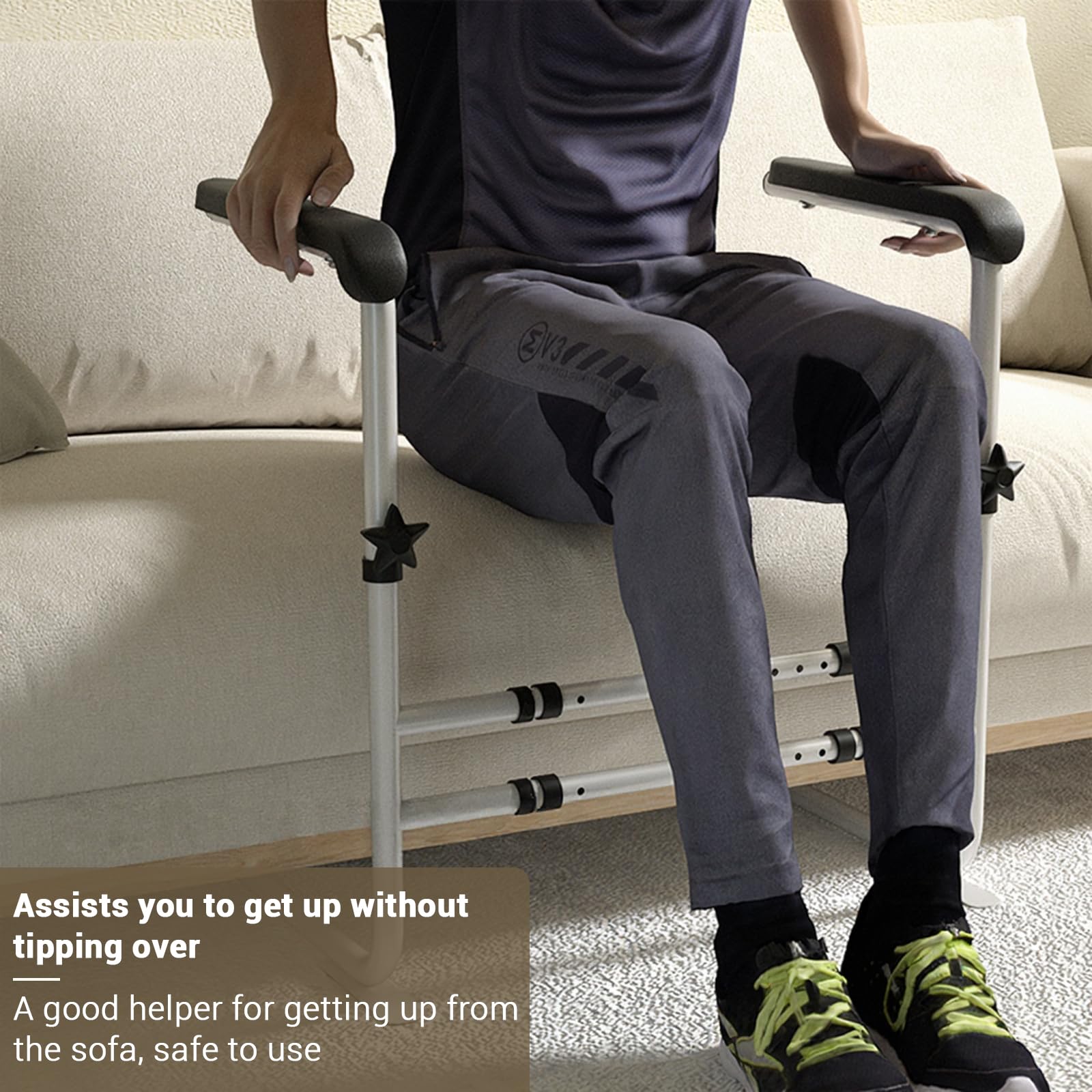 GARVEE Aide au lever pour canapé avec base antidérapante et structure stable en acier carbone, pour personnes à mobilité réduite, blanc