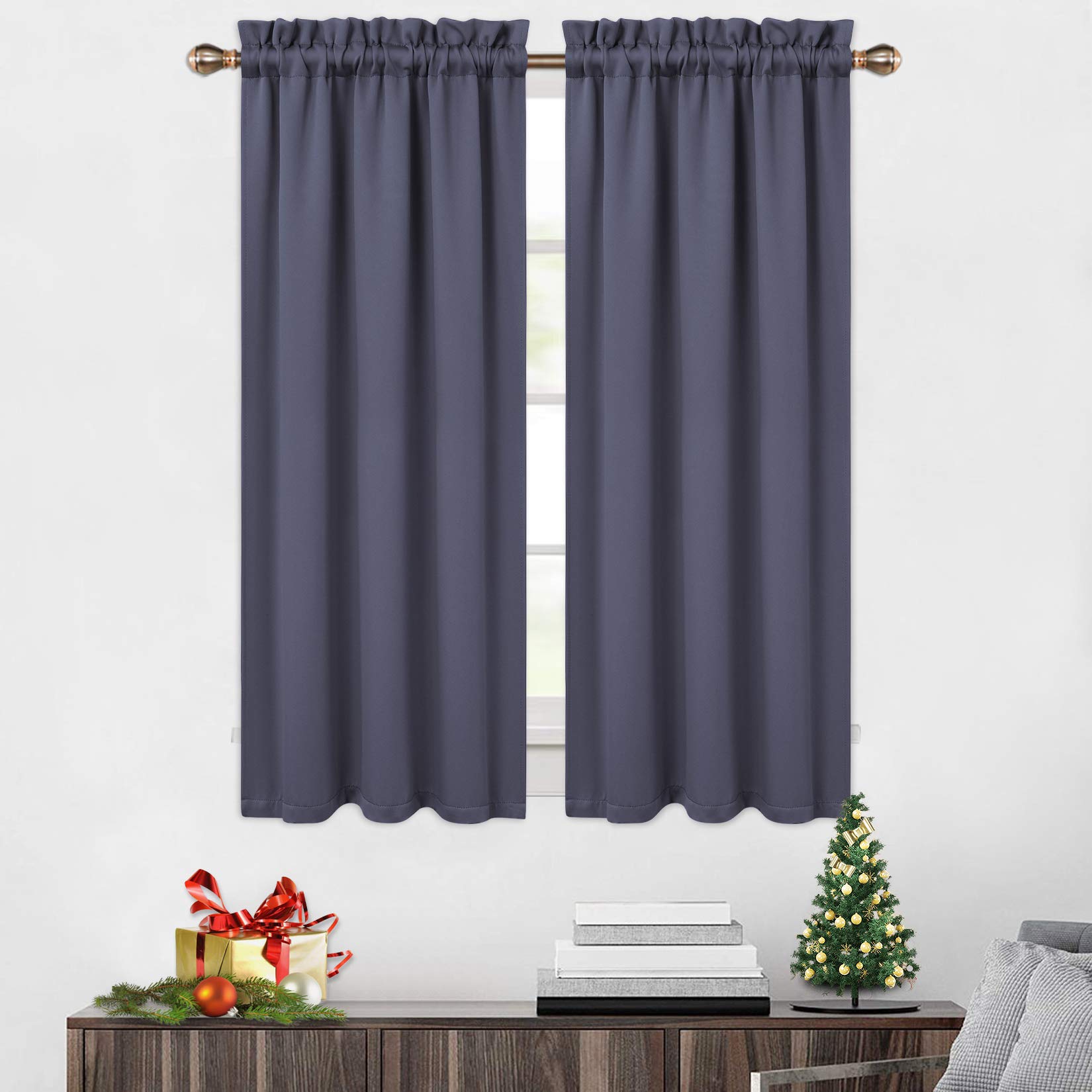 Cantonnières occultantes Garvee, lot de 2, pour fenêtres (salon, cuisine, chambre), 66 x 114 cm, gris foncé