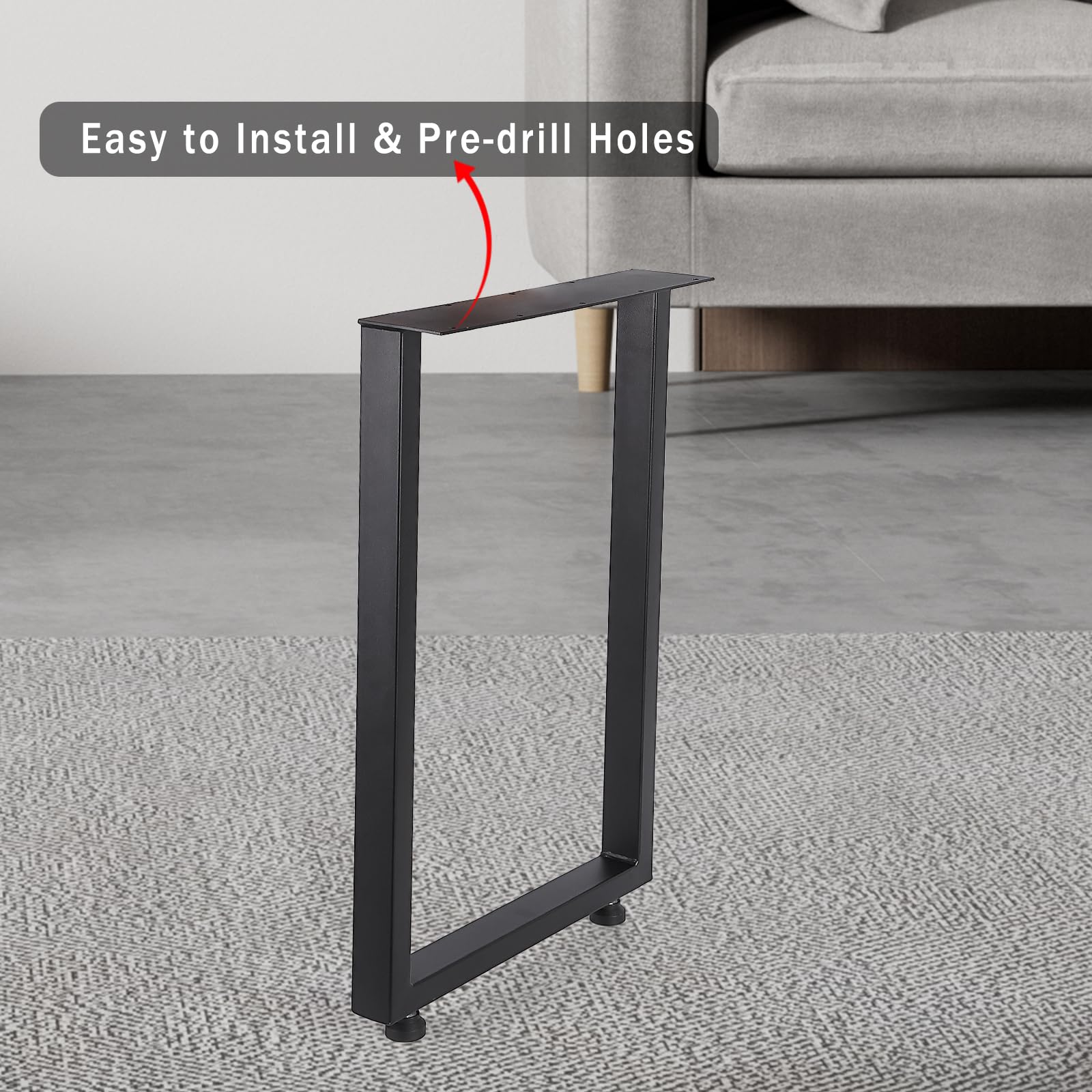 Pieds de table en métal Garvee 71 x 45 cm, robustes et réglables, style industriel noir, pour salle à manger, jardin ou café.