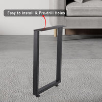 Pieds de table en métal Garvee 71 x 45 cm, robustes et réglables, style industriel noir, pour salle à manger, jardin ou café.