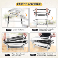 Garvee Ensemble de 2 chauffe-plats argentés 8 QT en acier inoxydable, 62 x 35,5 x 30,5 cm, pour buffets, fêtes, événements et célébrations