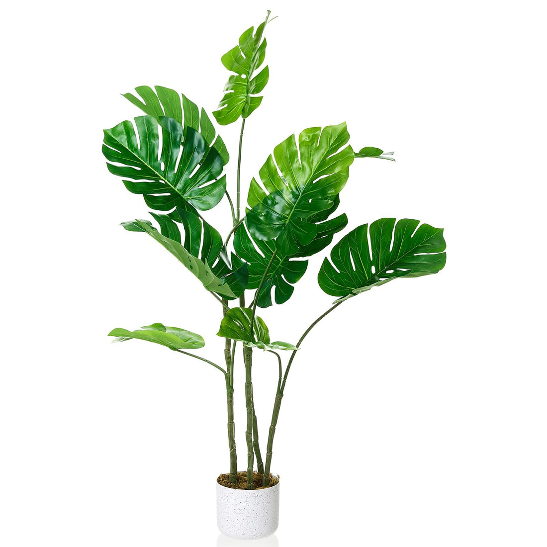 Monstera artificielle Garvee, 1,2 m, résistante aux UV, pot en ciment stable, matériau PEVA, aucun assemblage requis, décoration intérieure pour salon ou bureau, verte