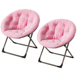 Garvee Fauteuil rond fauteuil lounge en fausse fourrure pliable avec cadre métallique rose pour chambre et salon