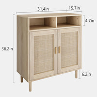 Buffet moderne en rotin Garvee 91 cm (36 po) - Tressé à la main, anti-basculement, étagère réglable, meuble de cuisine et de salle à manger, multifonctionnel, couleurs naturelles