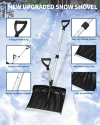 Pelle à neige Garvee 45,7 x 33 cm (18 x 13 pouces) avec manche ergonomique et léger en aluminium, lame en aluminium et anneau en D. Idéale pour les allées et les jardins.
