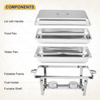 Garvee Ensemble de 2 chauffe-plats argentés 8 QT en acier inoxydable, 62 x 35,5 x 30,5 cm, pour buffets, fêtes, événements et célébrations