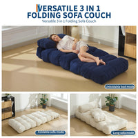 Canapé-lit 3 en 1 Garvee avec coussins et dossier pour salon et chambre, 86 cm, bleu marine, mousse confort, tissu velours côtelé
