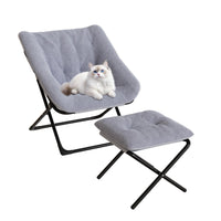 Fauteuil lounge Garvee Comfy Chair extra large avec structure en métal, revêtement en fausse fourrure ultra-douce, pliable, base antidérapante, gris pour salon et chambre