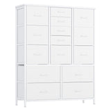 Garvee commode à 15 tiroirs avec plateau en bois, structure en métal et tiroirs en tissu, idéale pour la chambre et l'entrée, polyvalente et robuste, grise - Gris