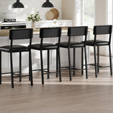 Garvee lot de 4 tabourets de bar, coussin épais, dossier ergonomique, hauteur 64 cm, noirs, pour cuisine et salle à manger - 4 tabourets de bar