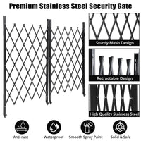 Portail de sécurité pliant à ciseaux Garvee en acier avec verrouillage à roulettes à 360° - Flexible et robuste - Pour usage domestique et industriel - Taille standard - Noir