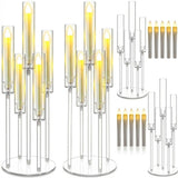Garvee Support de Bougies en Acrylique Multi-Parties à 5 Bras pour Dîner et Fêtes, Clair, Élégant, Flexible - 