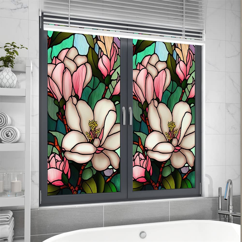 Film occultant pour fenêtres Garvee à motif floral, amovible, sans colle, pour salle de bain, bureau, salon, PVC, réutilisable