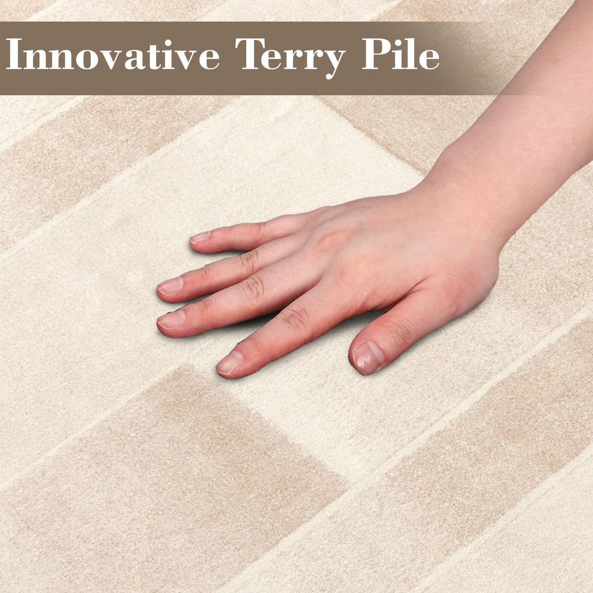 Garvee Waschbarer Teppich mit Niedrigem Flor 80 x 150 cm Beige Rutschfester Moderner Teppich für Wohnzimmer Schlafzimmer Küche