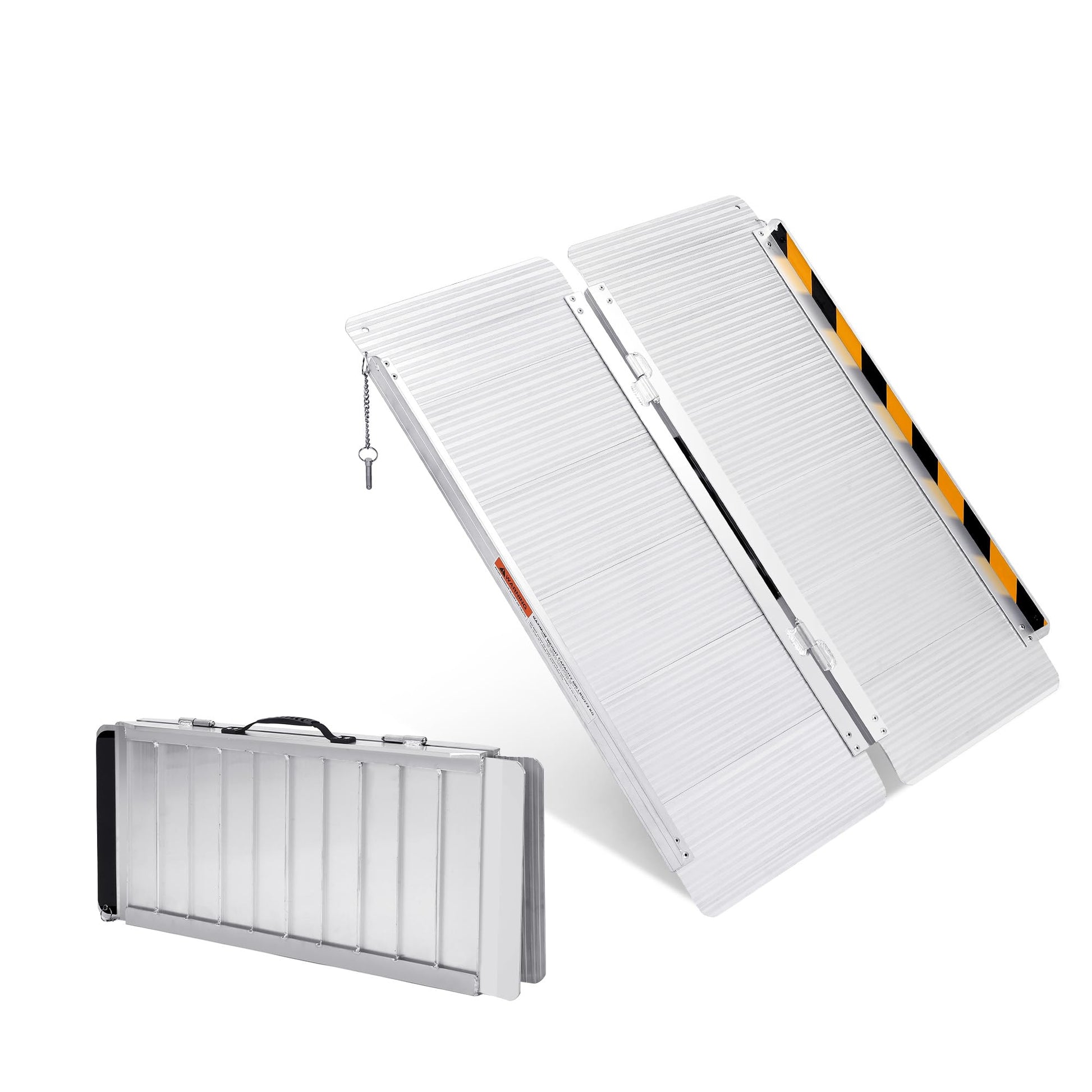 Garvee Mini rampe compacte 2 sections 61 cm, design ultra léger, gants inclus, pour marches domestiques, argenté