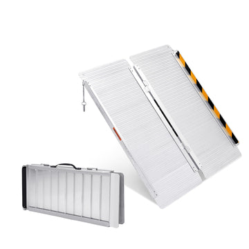Garvee Rampe d’accès pliable en aluminium 91 cm, verrouillage de sécurité, gants inclus, pour fourgonnette, argenté