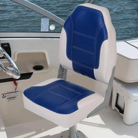 Ensemble de 2 sièges de bateau pliants Garvee avec dossier haut, rembourrage épais, structure en aluminium, pour bateaux de pêche et de tourisme, en PVC robuste et antirouille.