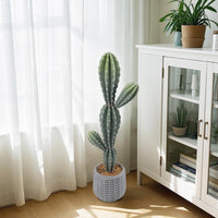 Cactus artificiel Garvee de 89 cm (35 pouces) réaliste en EVA, pot blanc, décoration intérieure et extérieure