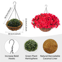 Ensemble de bougainvilliers artificiels Garvee avec panier pour jardin et terrasse, résistant aux intempéries et aux UV, rouge et vert