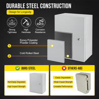 Boîtier électrique extérieur Garvee 40,6 x 30,5 x 20,3 cm (16 x 12 x 8 pouces) NEMA 4X, étanche IP66, en acier, pour l'industrie et la construction, gris.