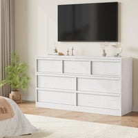 Garvee commode à 7 tiroirs avec grand espace de rangement, bois robuste pour la chambre et le salon, 137 × 40 × 78 cm, brun
