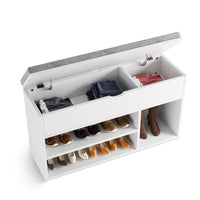 Banc de rangement Garvee avec étagère à chaussures, 2 niveaux, assise rembourrée, en bois aggloméré, pour entrée ou chambre, 100 x 30 x 57 cm