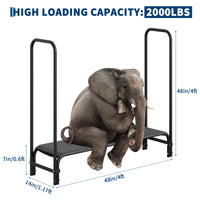 Support à bûches Garvee de 1,2 m (4 pi) pour jardin et terrasse, robuste, capacité de charge de 907 kg (2 000 lb), en acier inoxydable noir