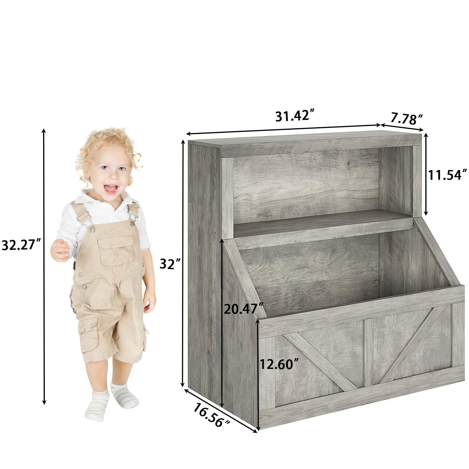 Étagère à livres et rangement pour jouets Garvee pour enfants, 2 niveaux, en bois, robuste, sans danger pour les enfants, idéale pour les salles de jeux et les jardins d'enfants, 79 x 41 x 81 cm