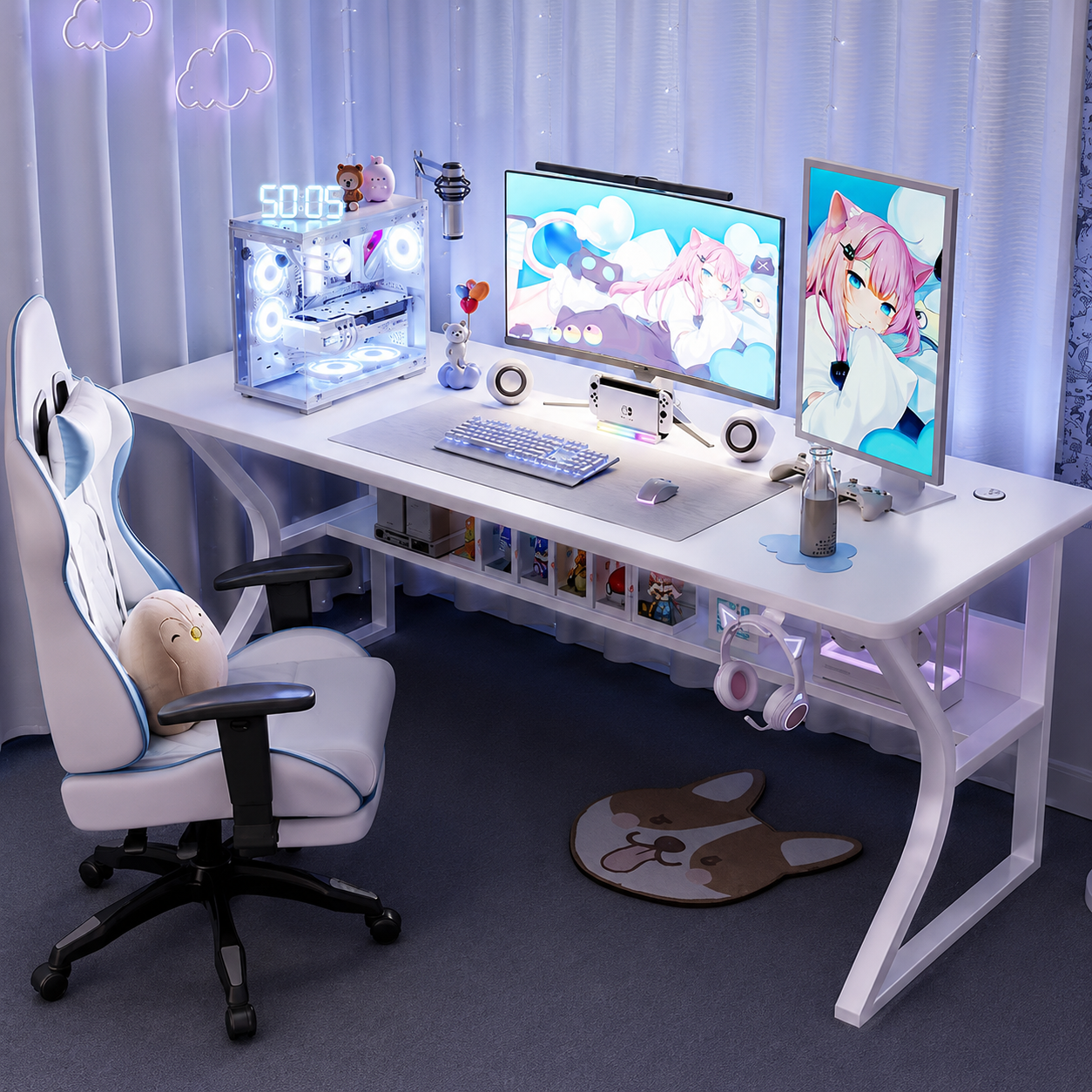 Garvee Bureau d’ordinateur blanc 80x50cm, table d’étude compacte pour chambre et petit espace