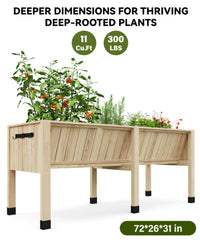 Garvee Jardinière surélevée en cèdre naturel 183 x 66 x 77 cm, avec crochets, stable et ergonomique, pour plantes, patio et balcon, couleur naturelle