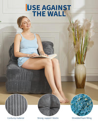 Canapé-lit pliant 3 en 1 Garvee avec coussins, soutien lombaire ergonomique, confort en mousse déchiquetée, tissu velours côtelé, gris, une place, pour salon et chambre