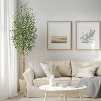 Olivier artificiel Garvee de 2,13 m (7 pi) avec 2 troncs en bois, 1152 feuilles en soie, pot en ciment blanc, décoration de salon, branches ajustables, vert réaliste