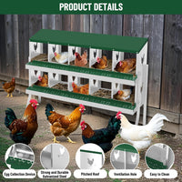 Garvee pondoir pour poules à 10 compartiments avec support métallique, acier galvanisé de 0,7 mm, collecte automatique des œufs, idéal pour poulaillers, fermes et jardins, vert