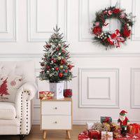 Sapin de Noël artificiel Garvee, 1 pièce – 90 cm, 78 LED (blanc chaud), 8 modes d'éclairage, pied en X, fibre optique, effet givré