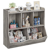 Étagère à jouets Garvee avec rangement intégré, 3 compartiments, 2 boîtes inclinables, sécurisée pour les enfants, idéale pour une chambre d'enfant, 91,5 cm (L) x 29 cm (l) x 80 cm (H), blanche robuste