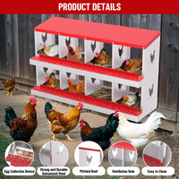 Garvee pondoir pour poules à 8 compartiments en acier galvanisé, résistant à la rouille, durable et ventilé, collecte des œufs facile, idéal pour poulailler